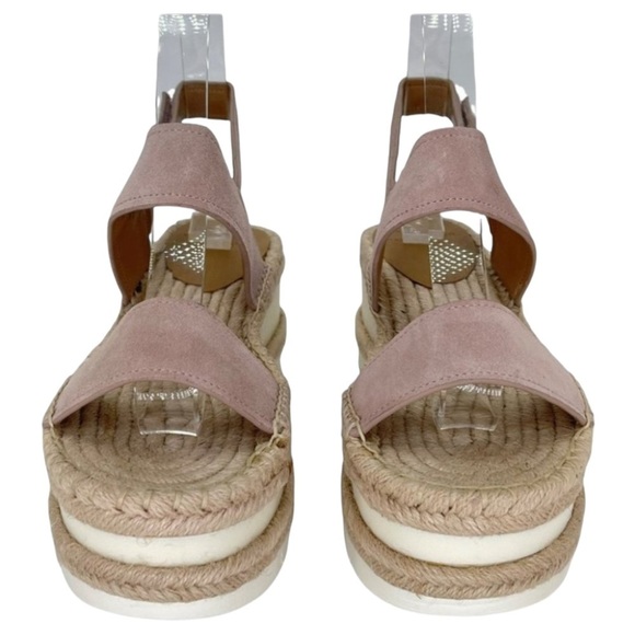 Marc Fisher LTD Platform Sandals 7.5M Gallia Pink Suede Jute Wrapped Slingback - Picture 6 of 13